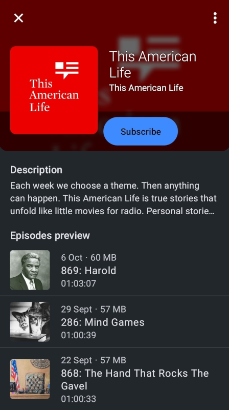 The same link displayed in AntennaPod